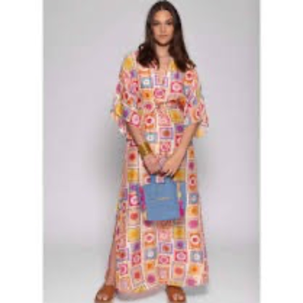 SUNDRESS Long Ibiza Print Candy Caftcan Dress/Coverup - XS/S